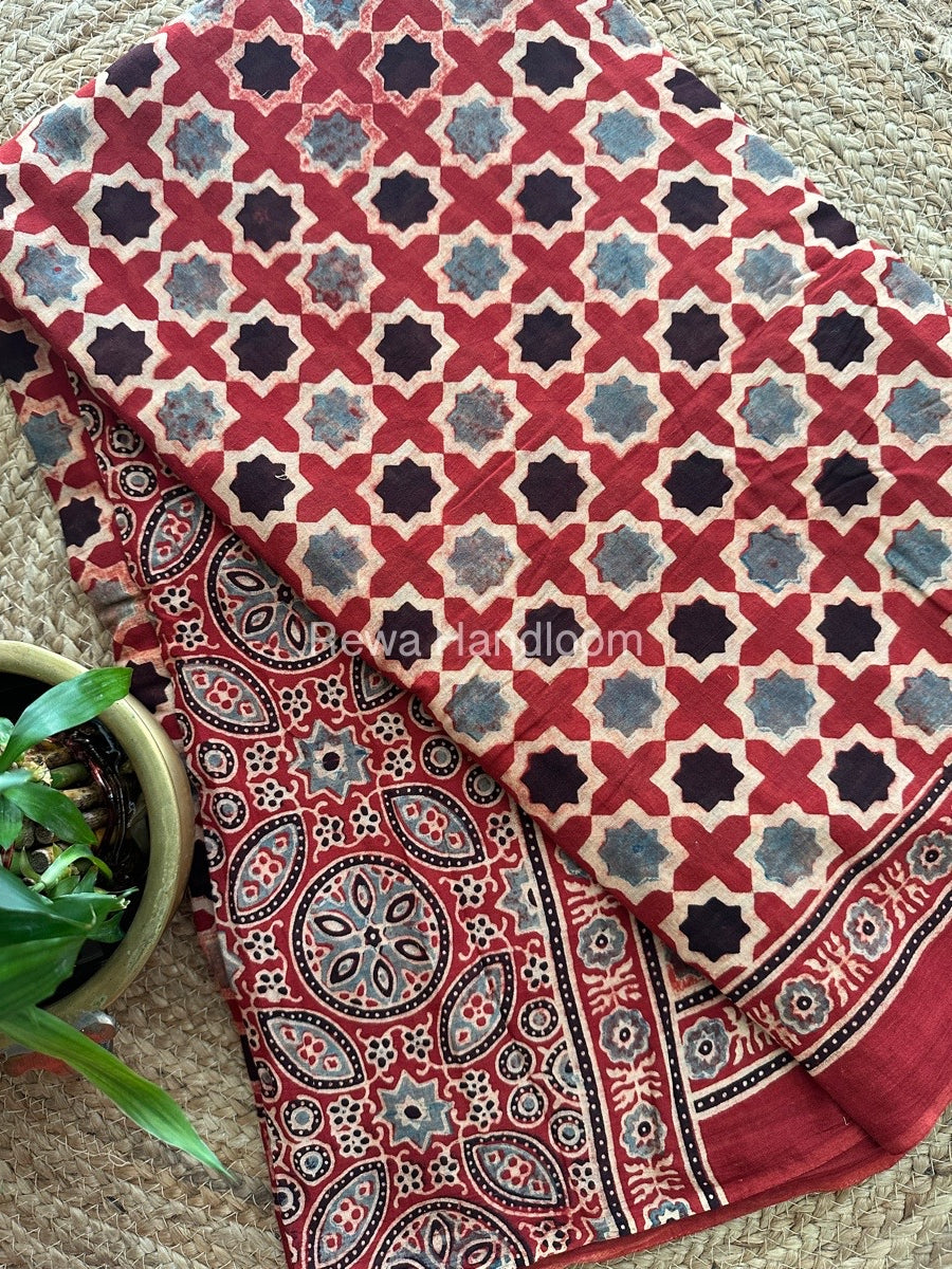 Ajark Print Cotton Saree