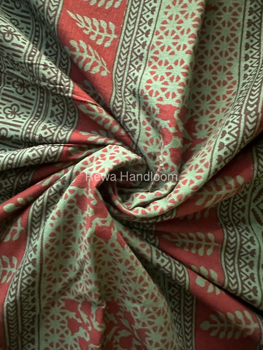 Maroon Bagh Print Cotton Saree NCBP10
