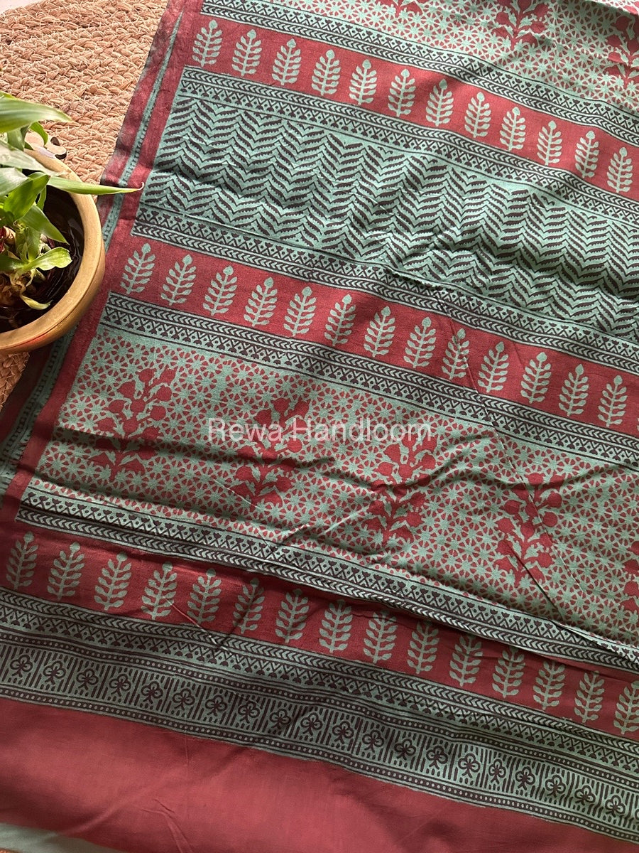 Maroon Bagh Print Cotton Saree NCBP10