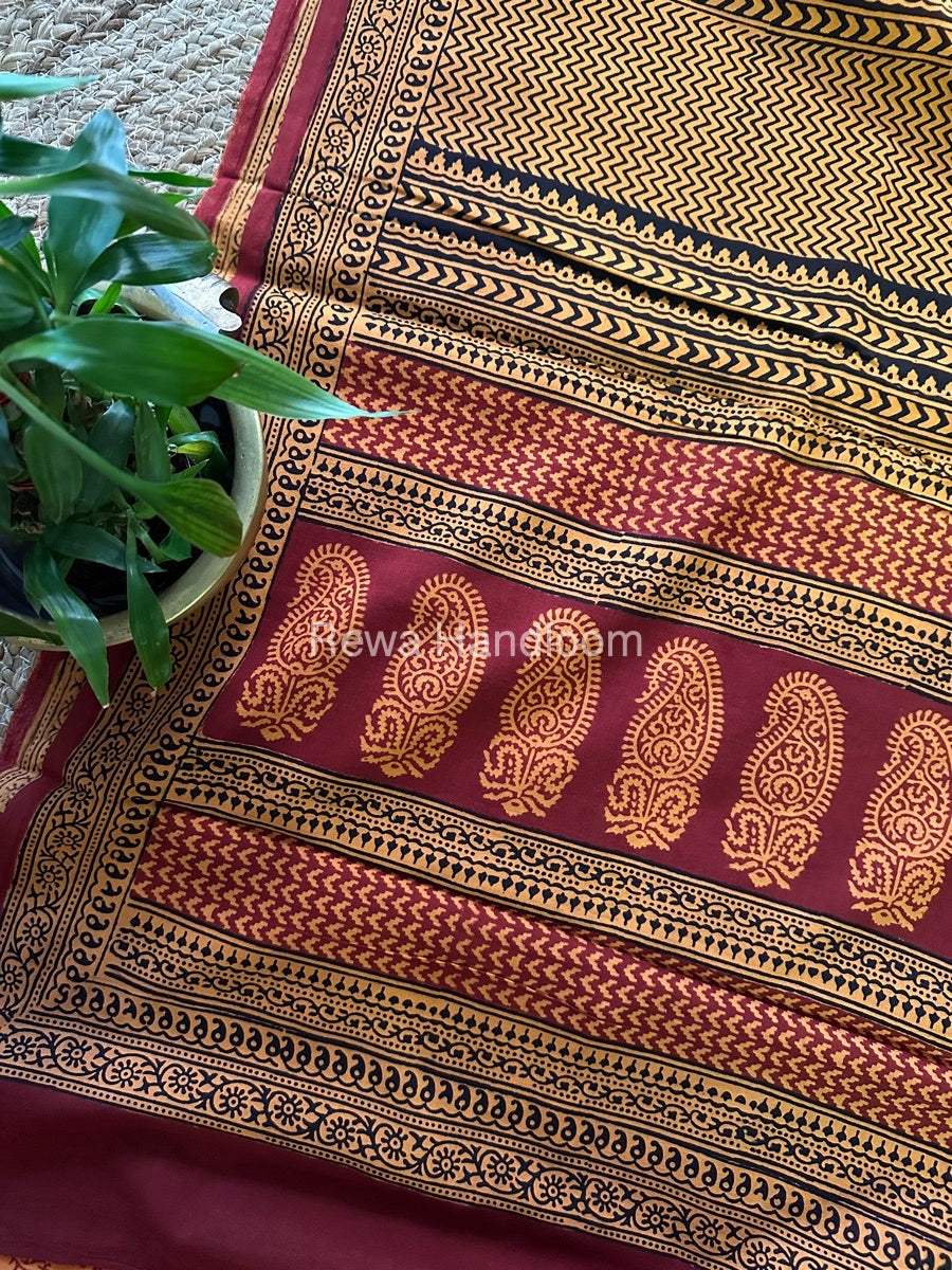 Yellow Bagh Print Cotton Saree NCBP38