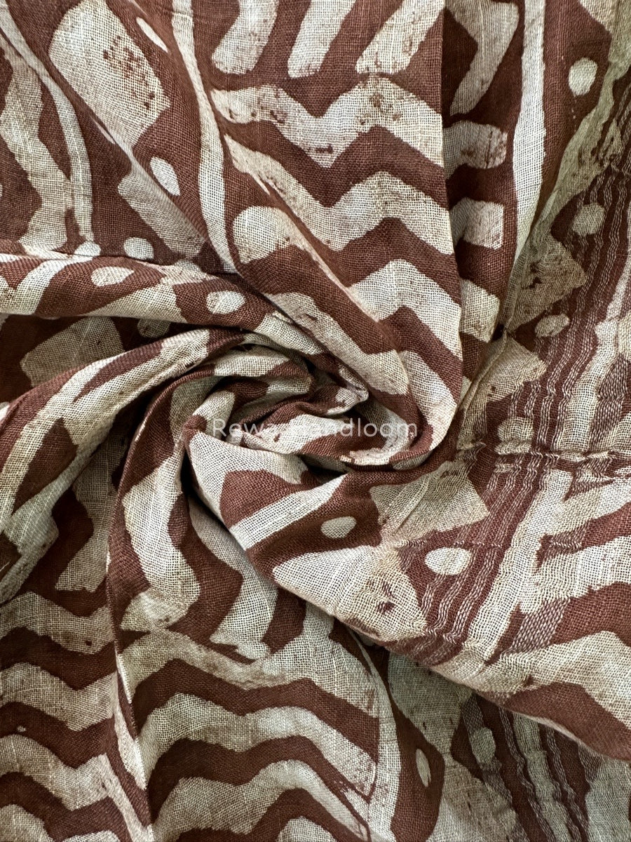 Brown Cotton Linen Saree LS03