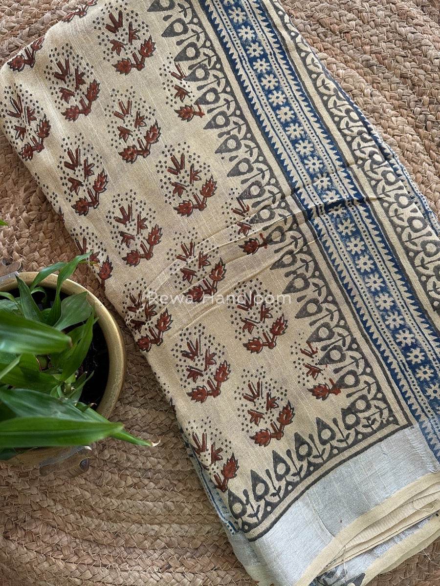 Beige Cotton Linen Saree LS05