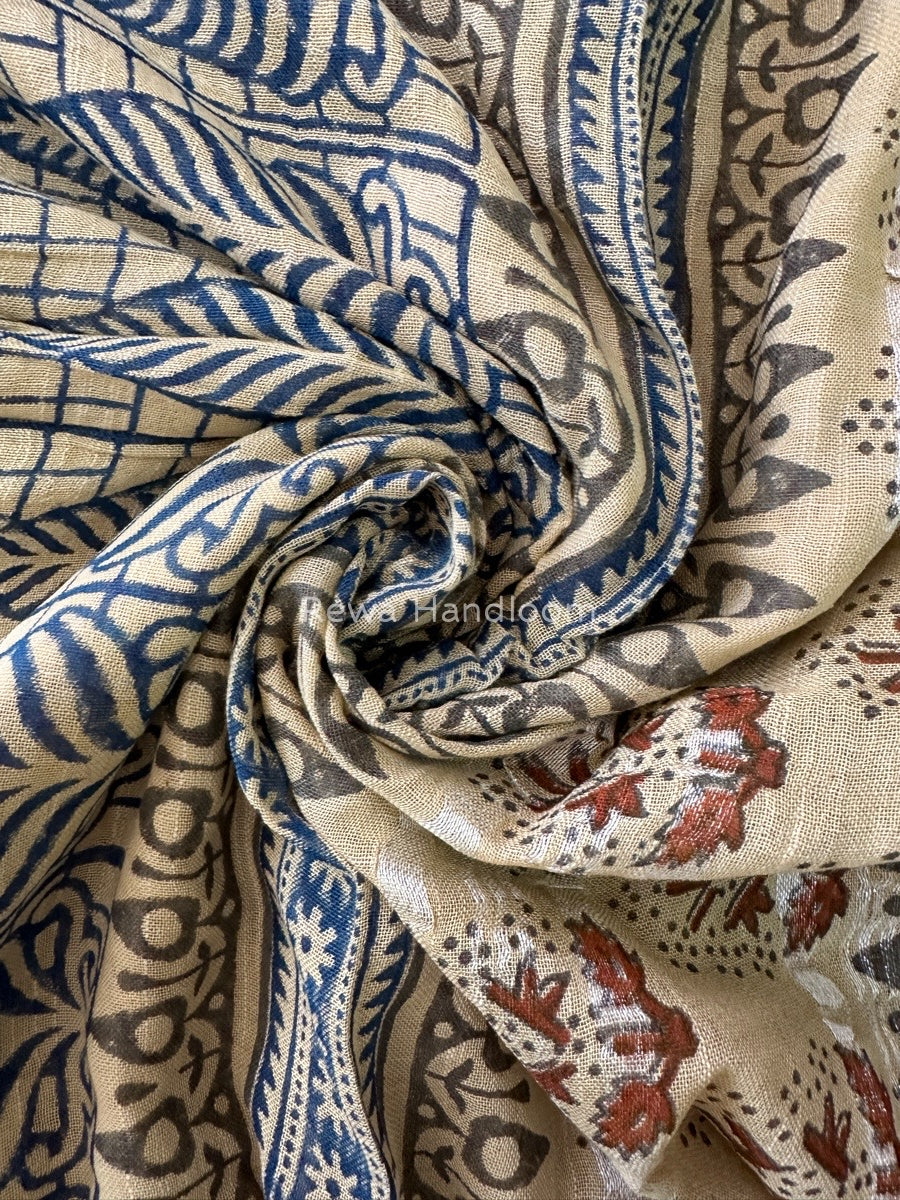 Beige Cotton Linen Saree LS05