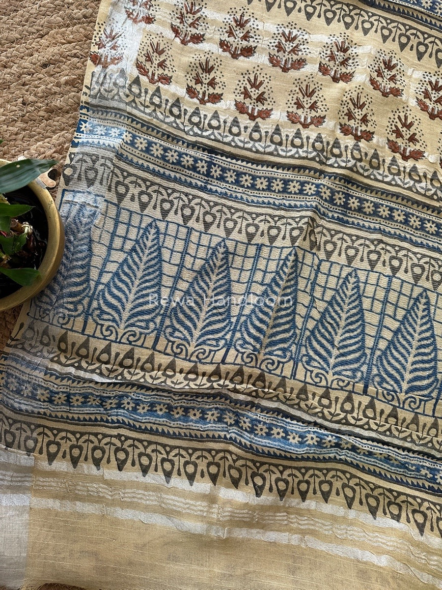 Beige Cotton Linen Saree LS05