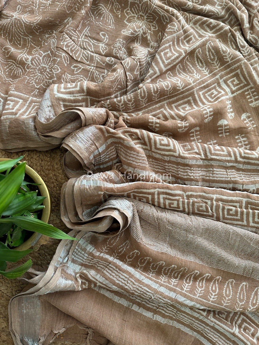 Light Onion Pink Cotton Linen Saree LS06