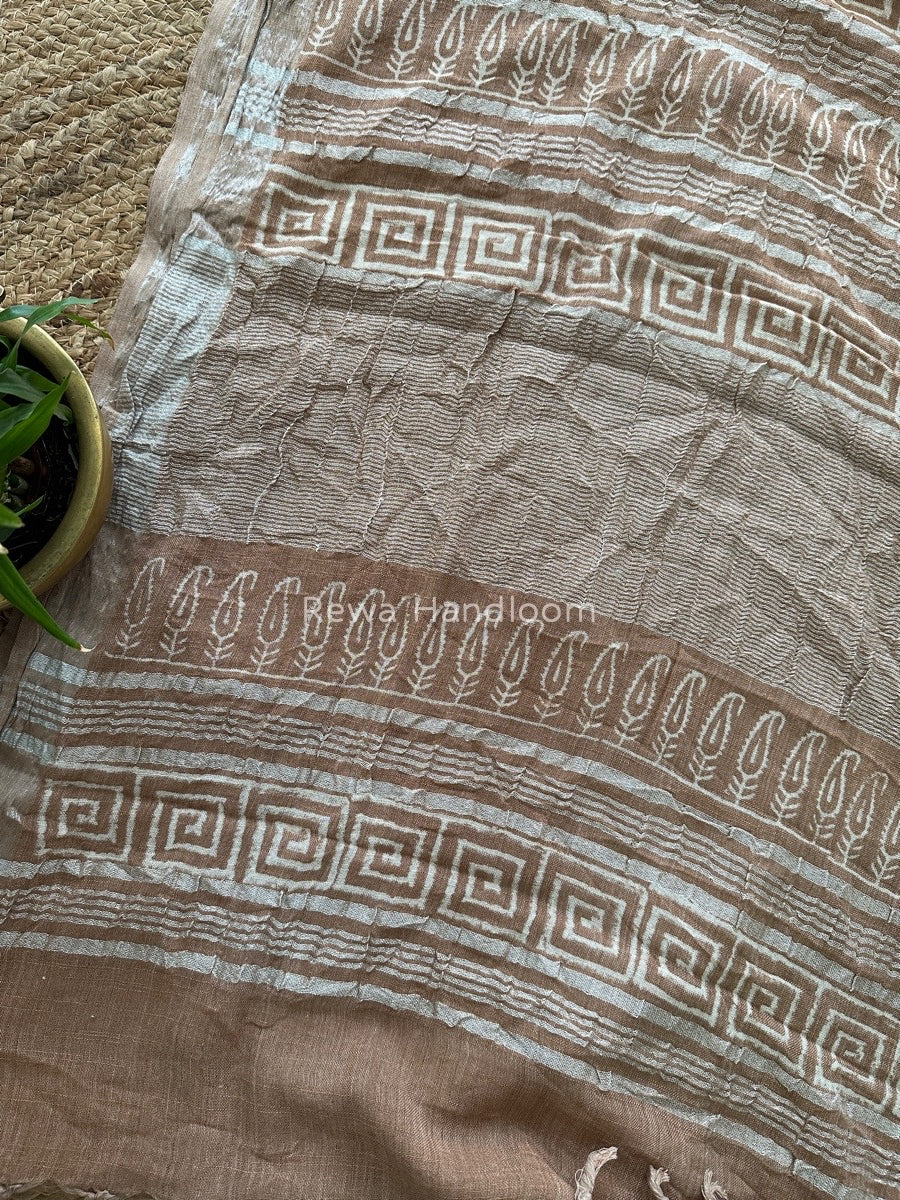 Light Onion Pink Cotton Linen Saree LS06