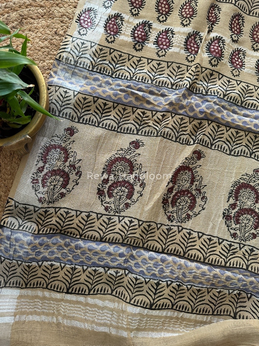 Tussar Cotton Linen Saree LS018