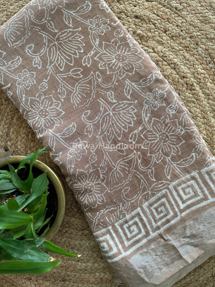 Light Onion Pink Cotton Linen Saree LS06