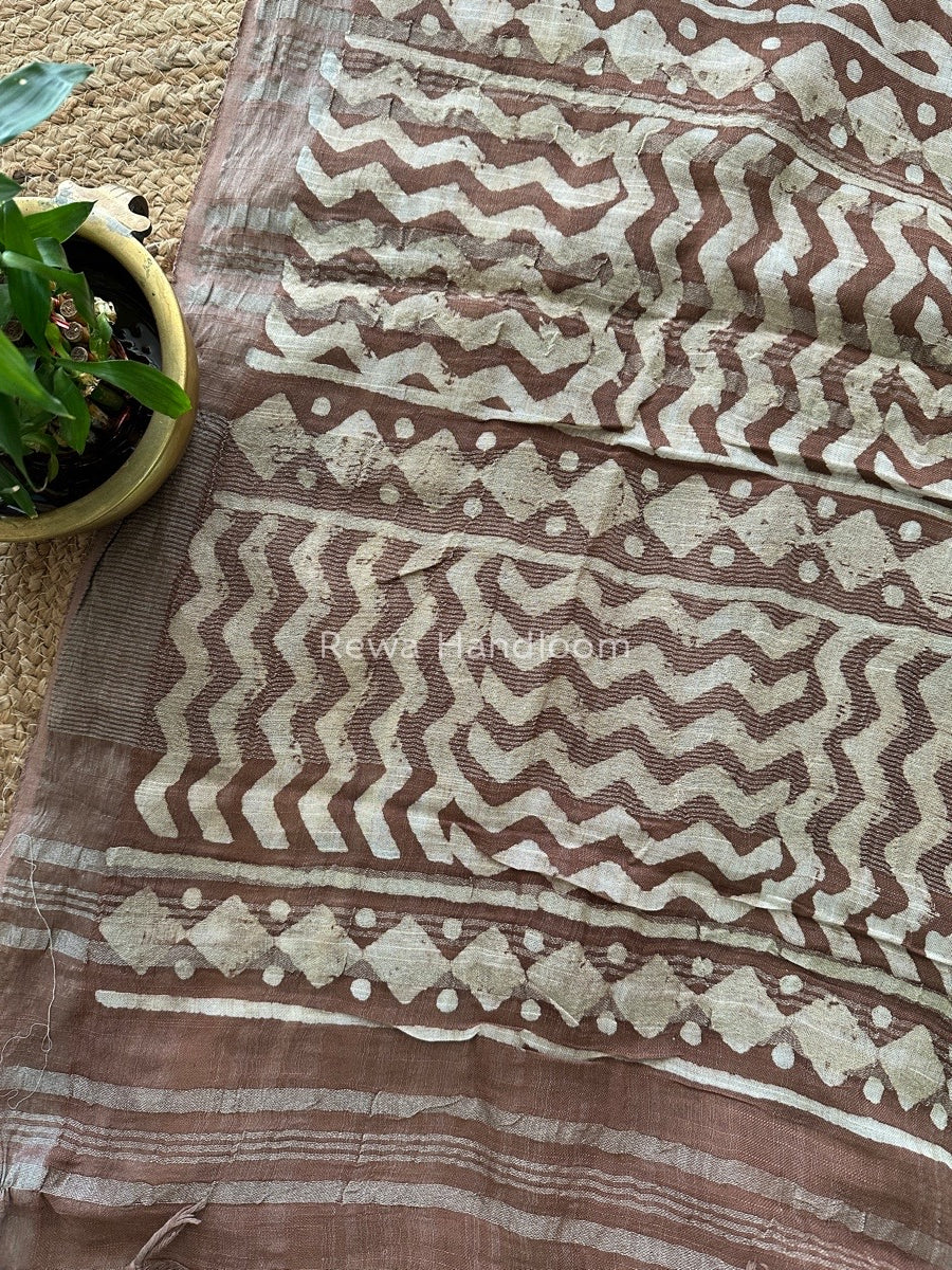 Brown Cotton Linen Saree LS03