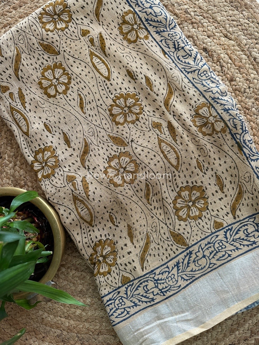 Beige Cotton Linen Saree LS08