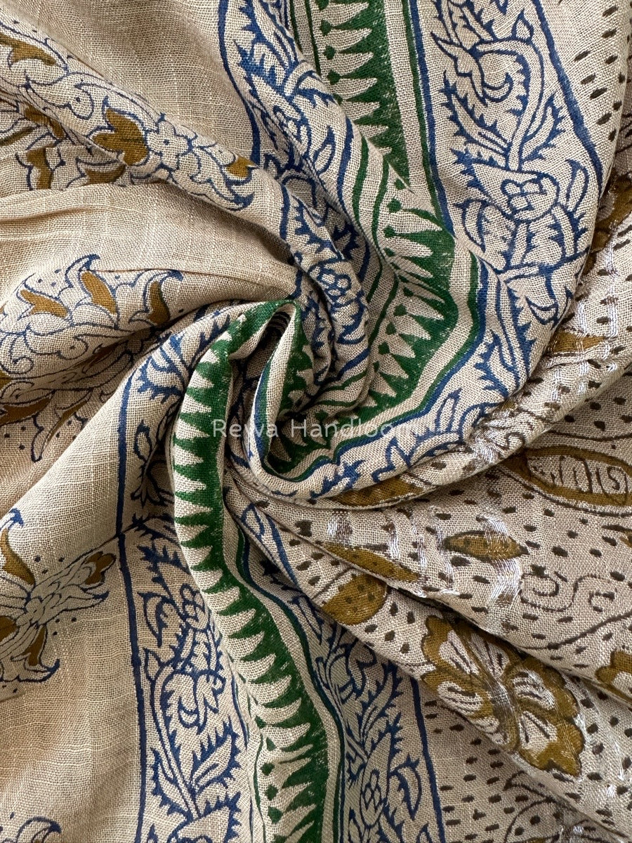 Beige Cotton Linen Saree LS08