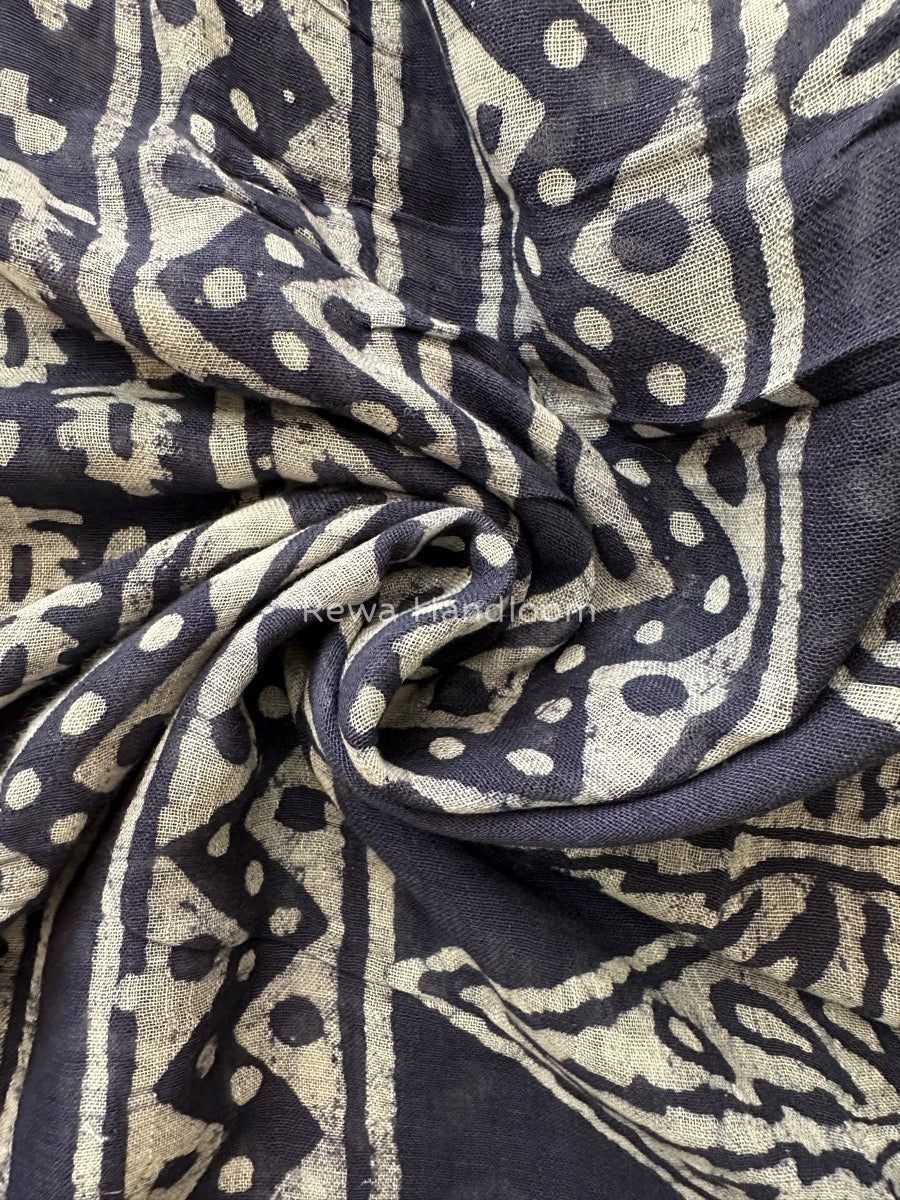 Blue Cotton Linen Saree LS01