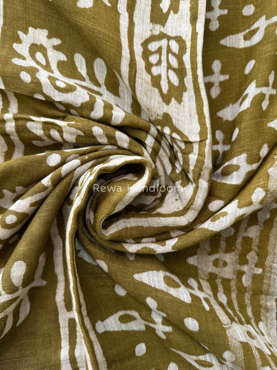 Green Cotton Linen Saree LS09