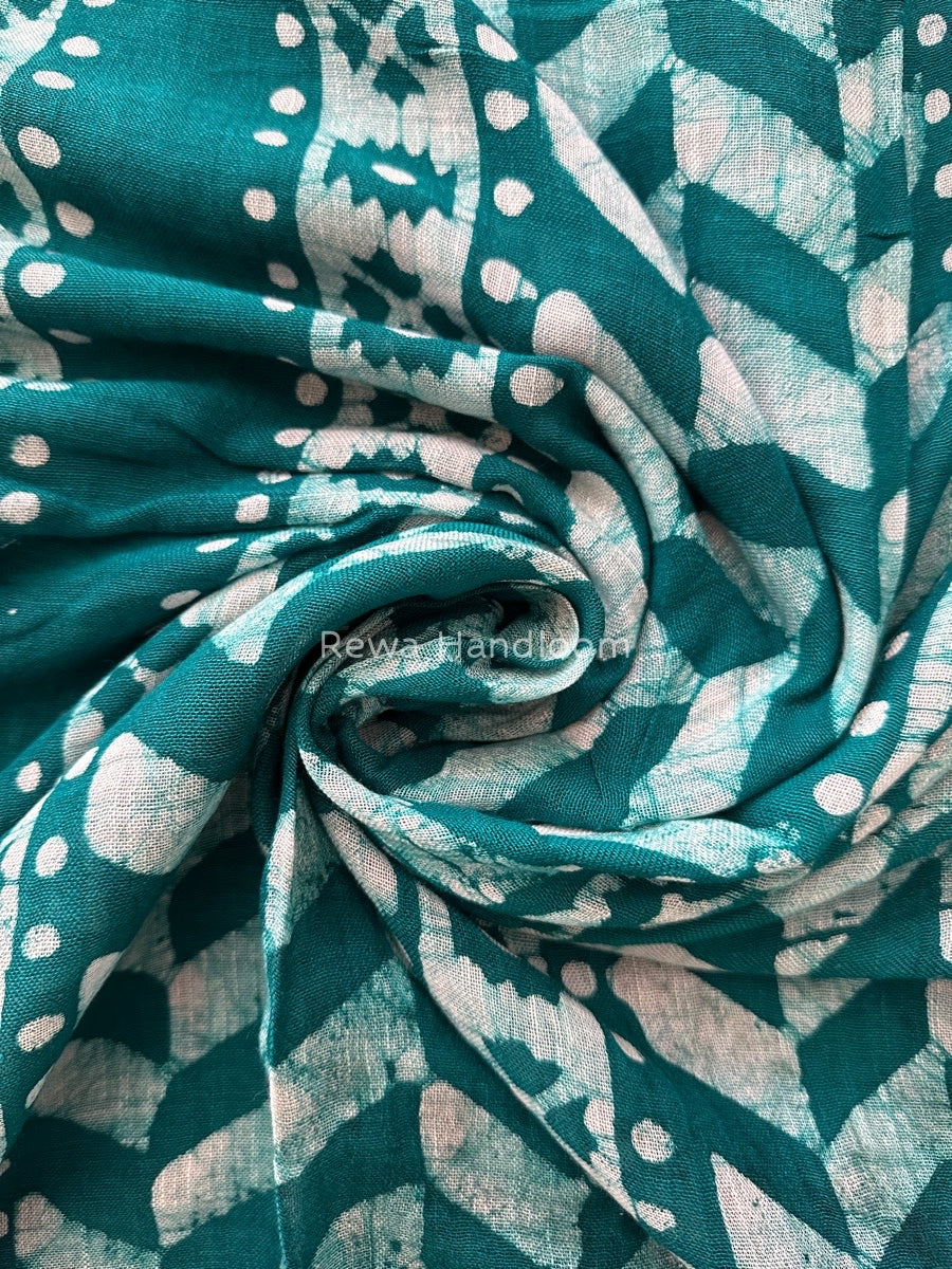 Green Cotton Linen Saree LS04