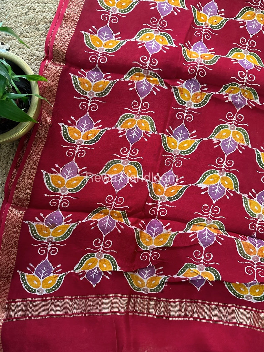 Maheshwari Pink Batik Indonesian Print Saree IBS031