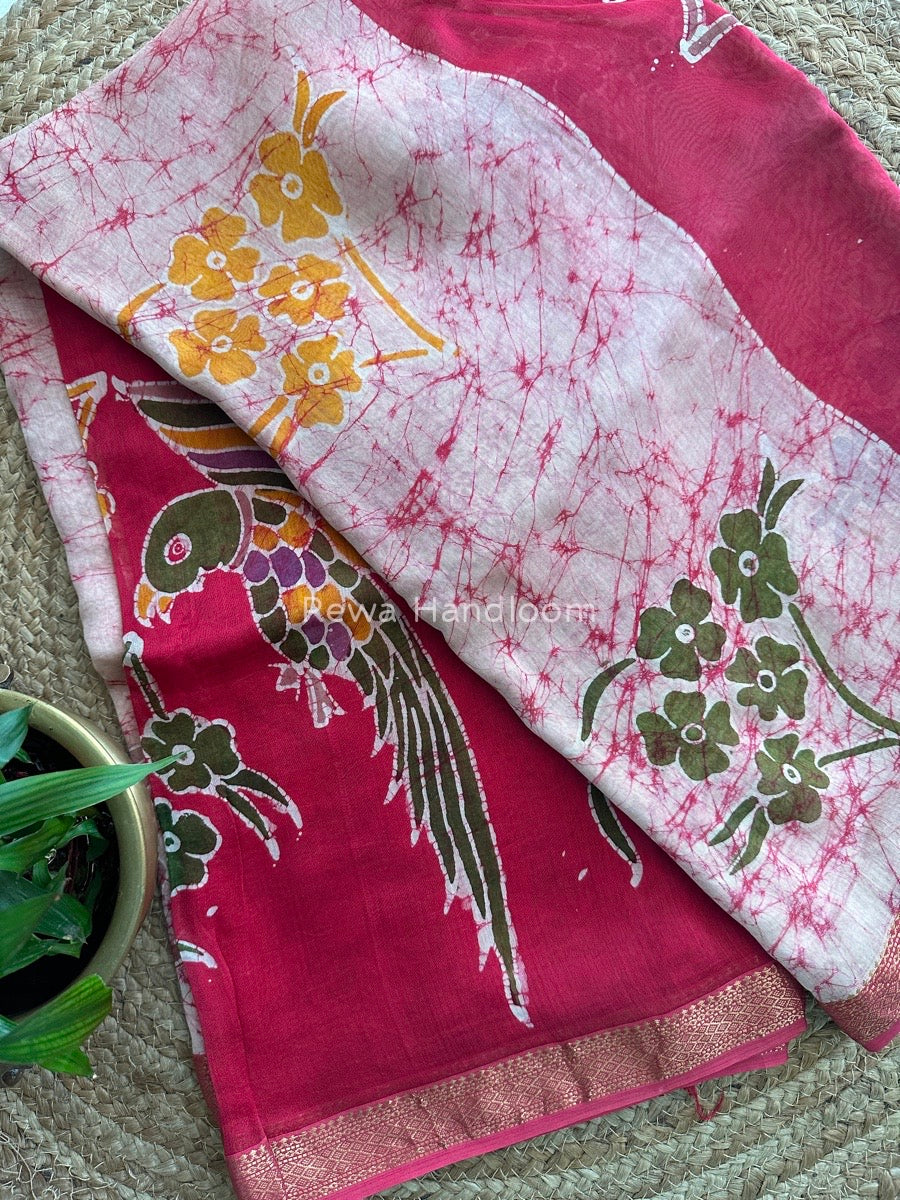 Maheshwari Batik Indonesian Print Saree