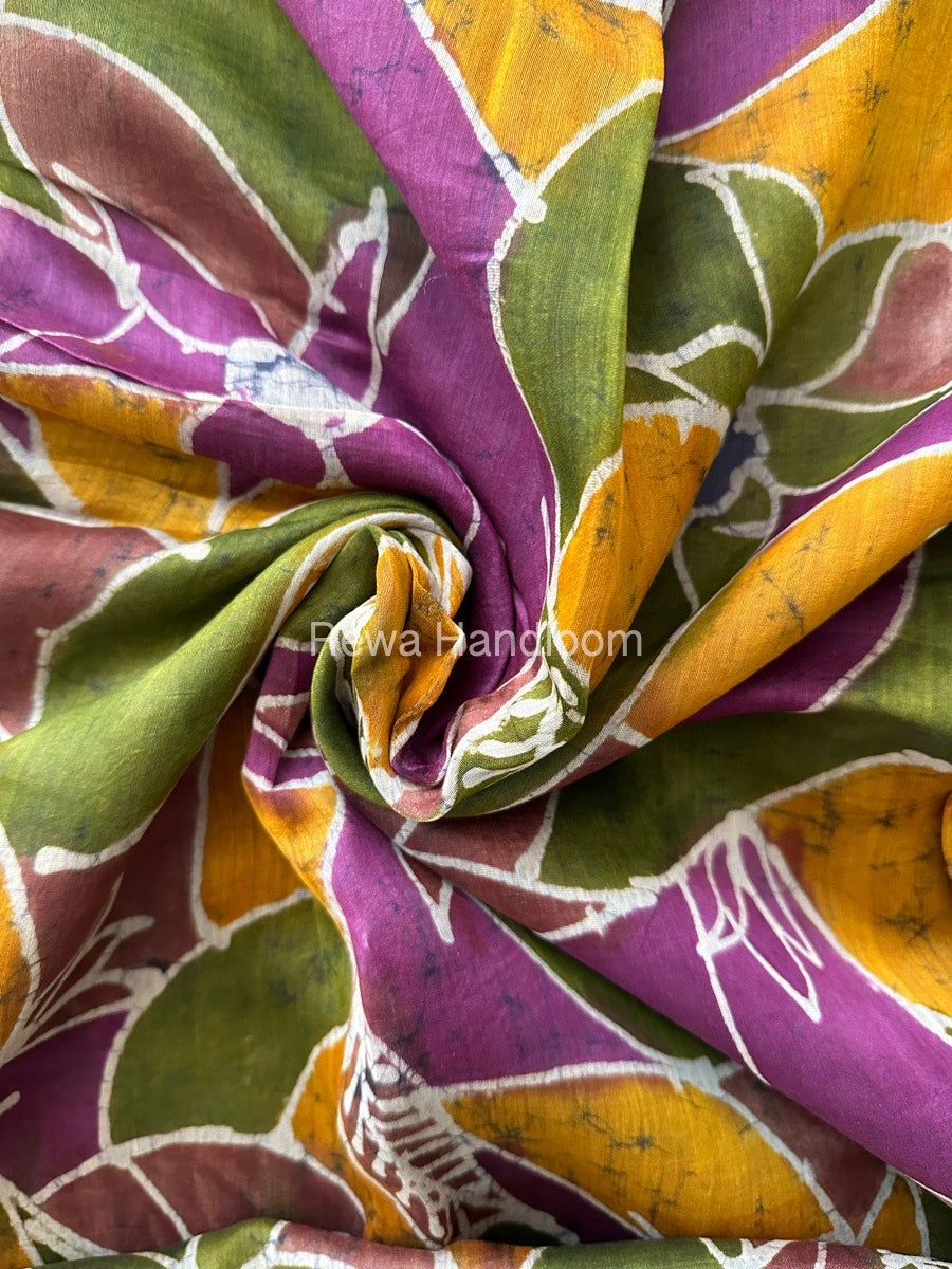 Maheshwari Grey Batik Indonesian Print Saree IBS023