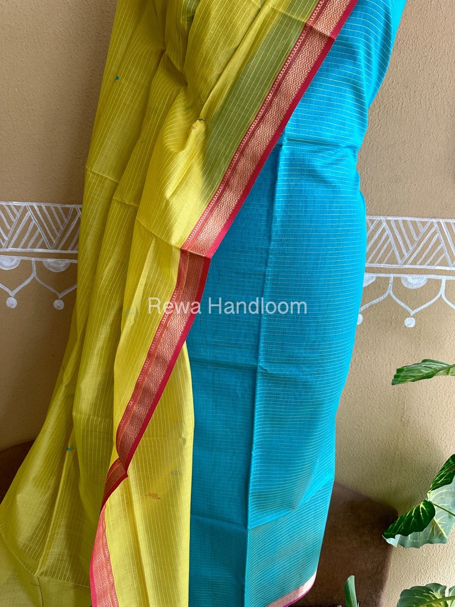 Maheshwari Firozi-Yellow Motifs Top-Dupatta Set PST090
