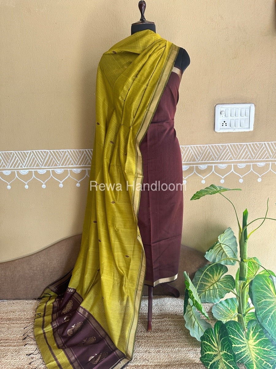 Maheshwari Peacock Buta-Buti Top-Dupatta Set