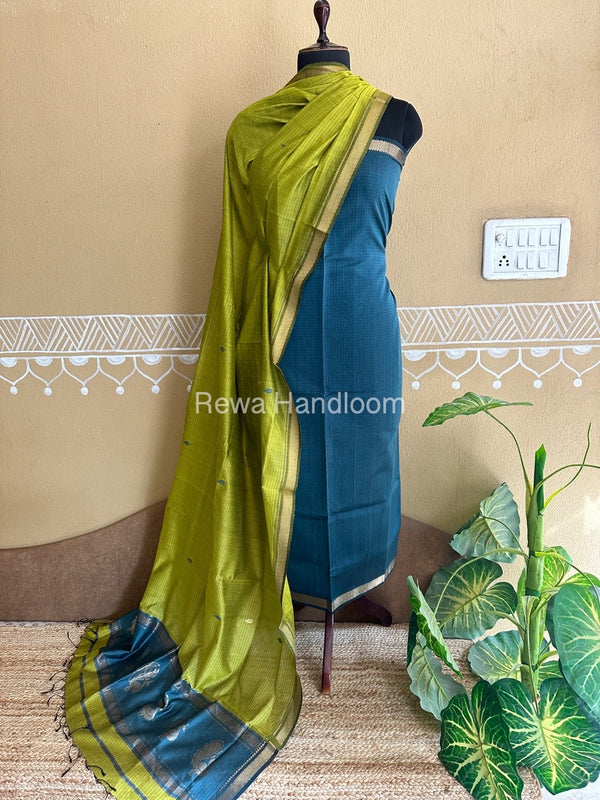 Maheshwari Peacock Buta-Buti Top-Dupatta Set