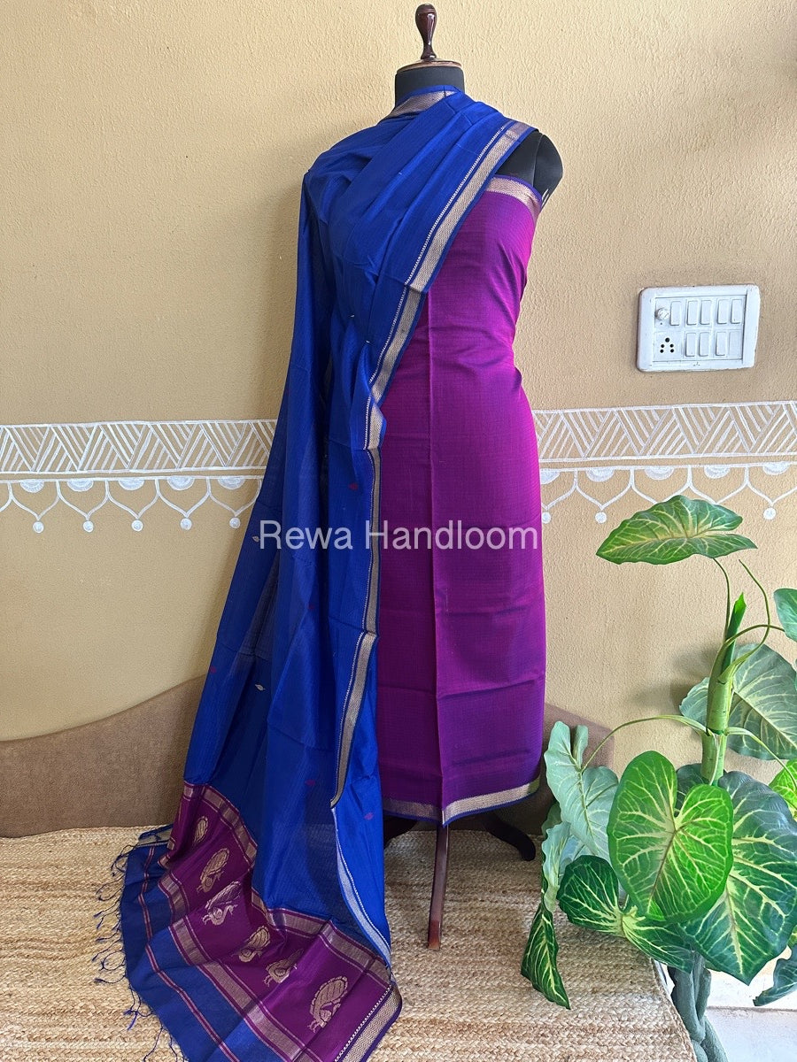 Maheshwari Peacock Buta-Buti Top-Dupatta Set