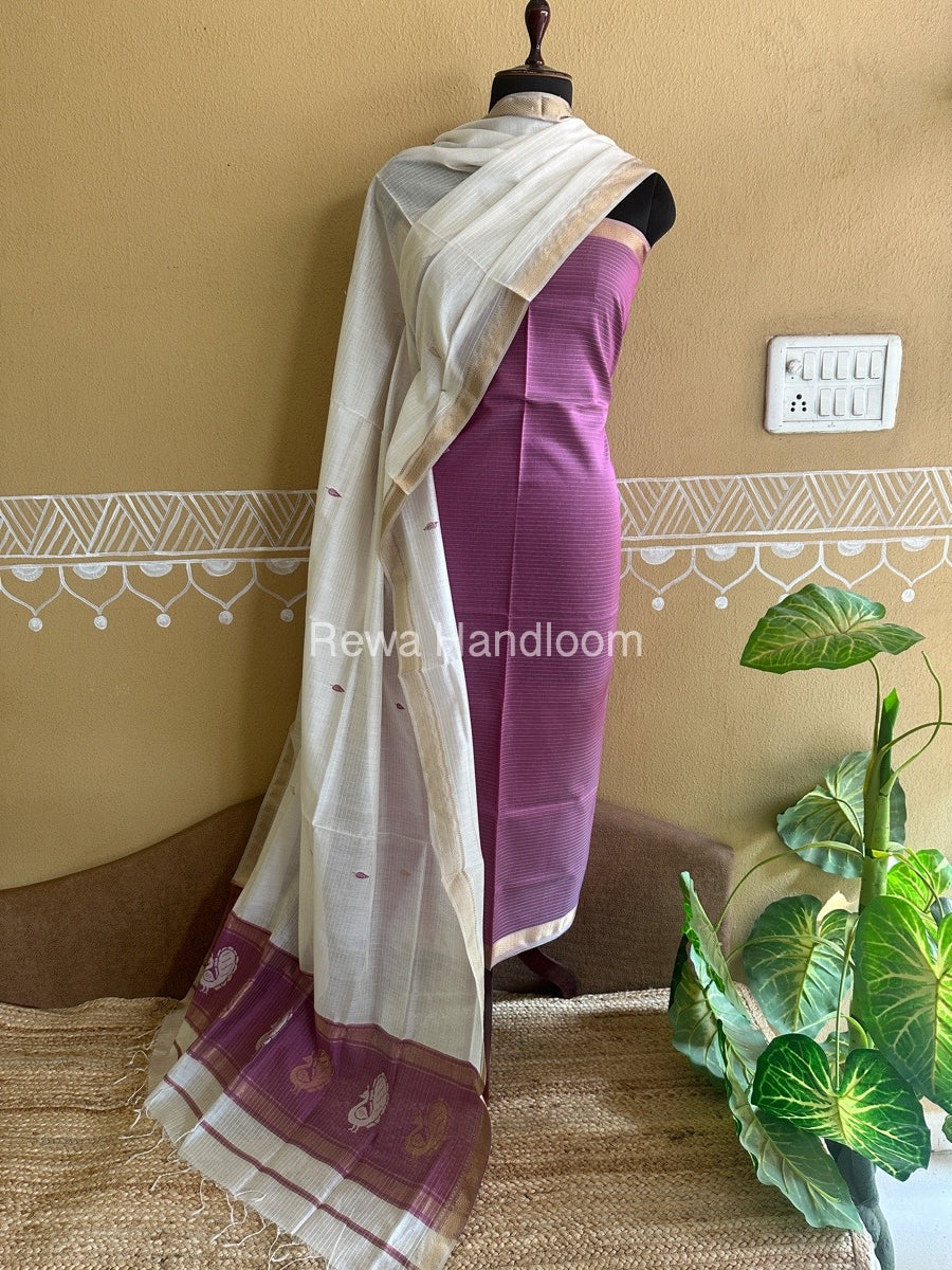 Maheshwari Peacock Buta-Buti Top-Dupatta Set