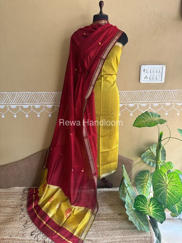Maheshwari Peacock Buta-Buti Top-Dupatta Set