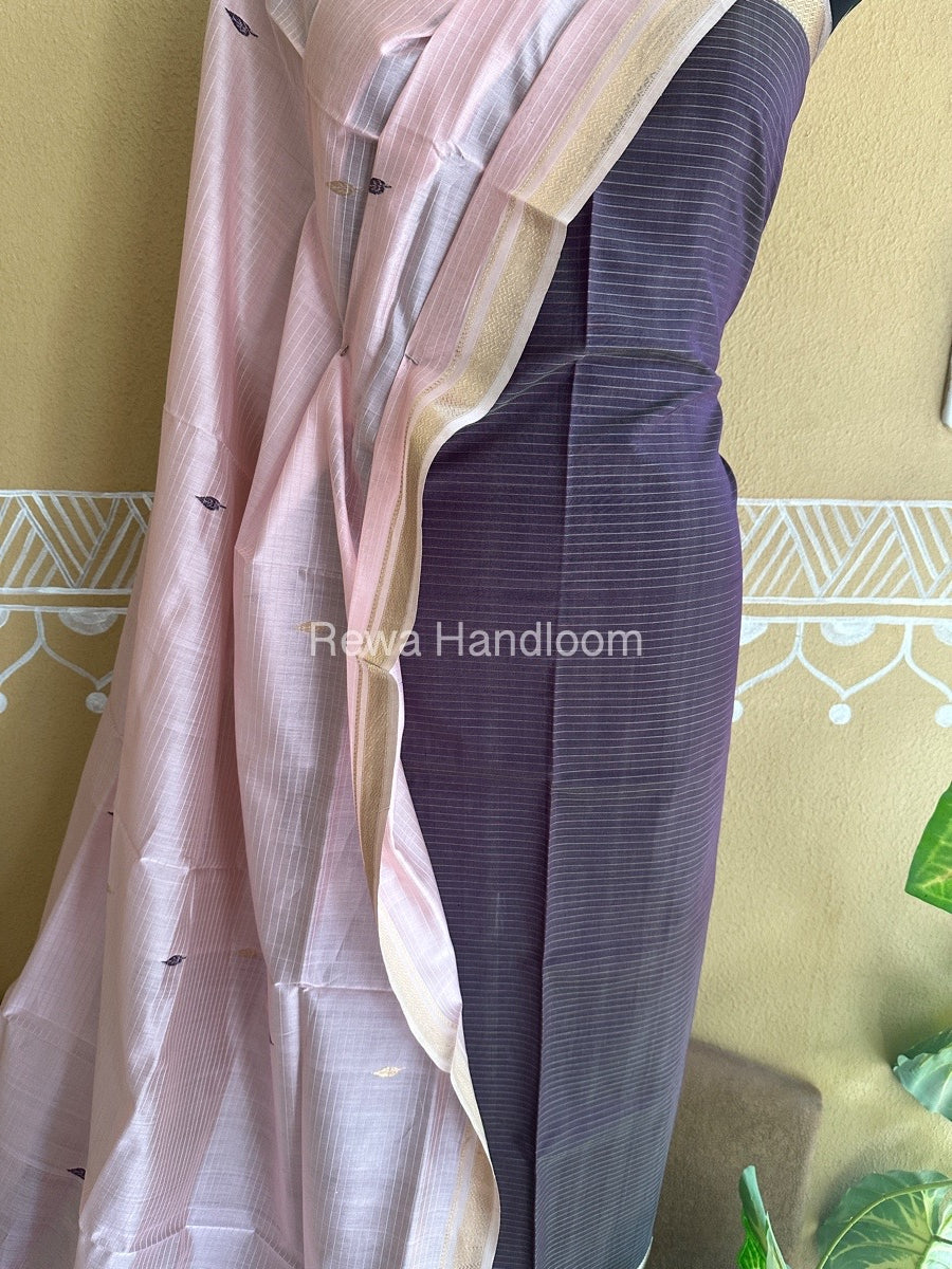 Maheshwari Jamuni-Pink Peacock Buta-Buti Top-Dupatta Set BTP0241