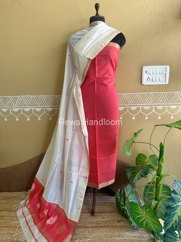 Maheshwari Peacock Buta-Buti Top-Dupatta Set