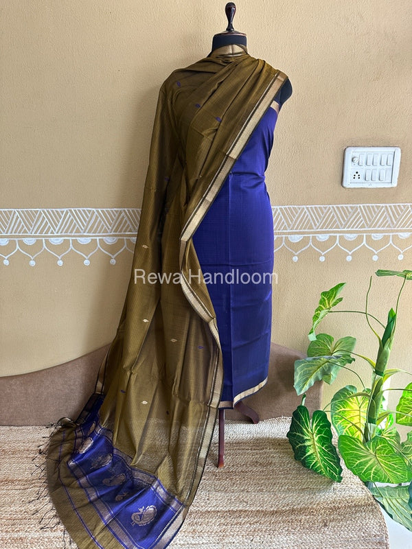 Maheshwari Peacock Buta-Buti Top-Dupatta Set
