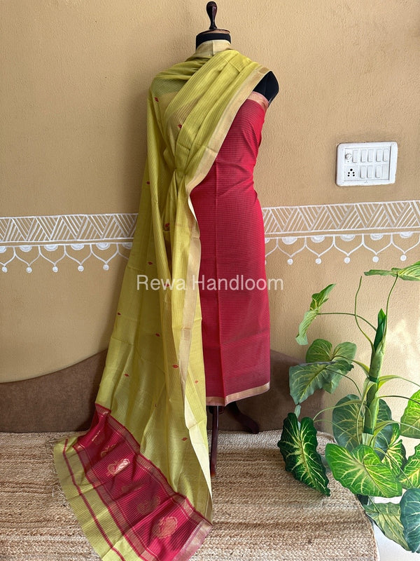 Maheshwari Peacock Buta-Buti Top-Dupatta Set