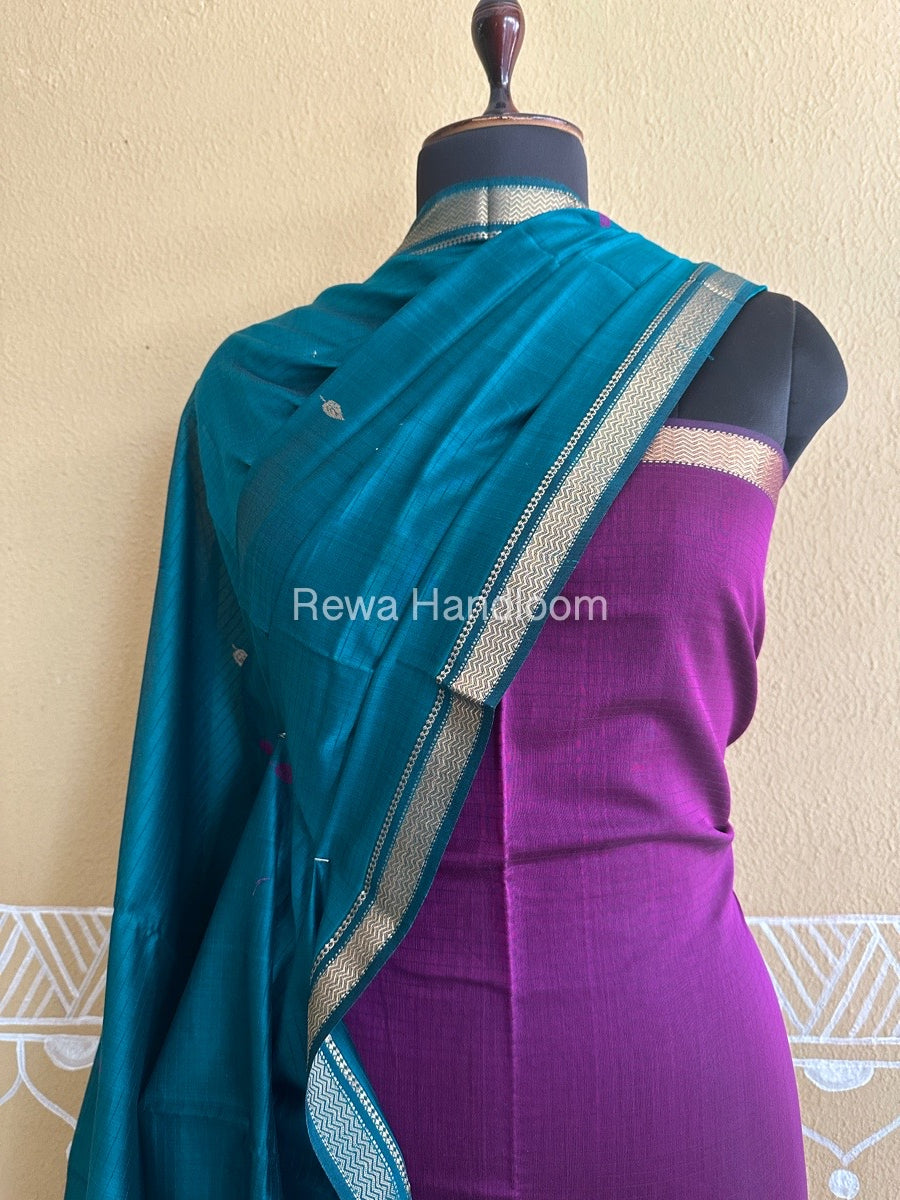 Maheshwari Purple-Morpankhi Peacock Buta-Buti Top-Dupatta Set BTP0203