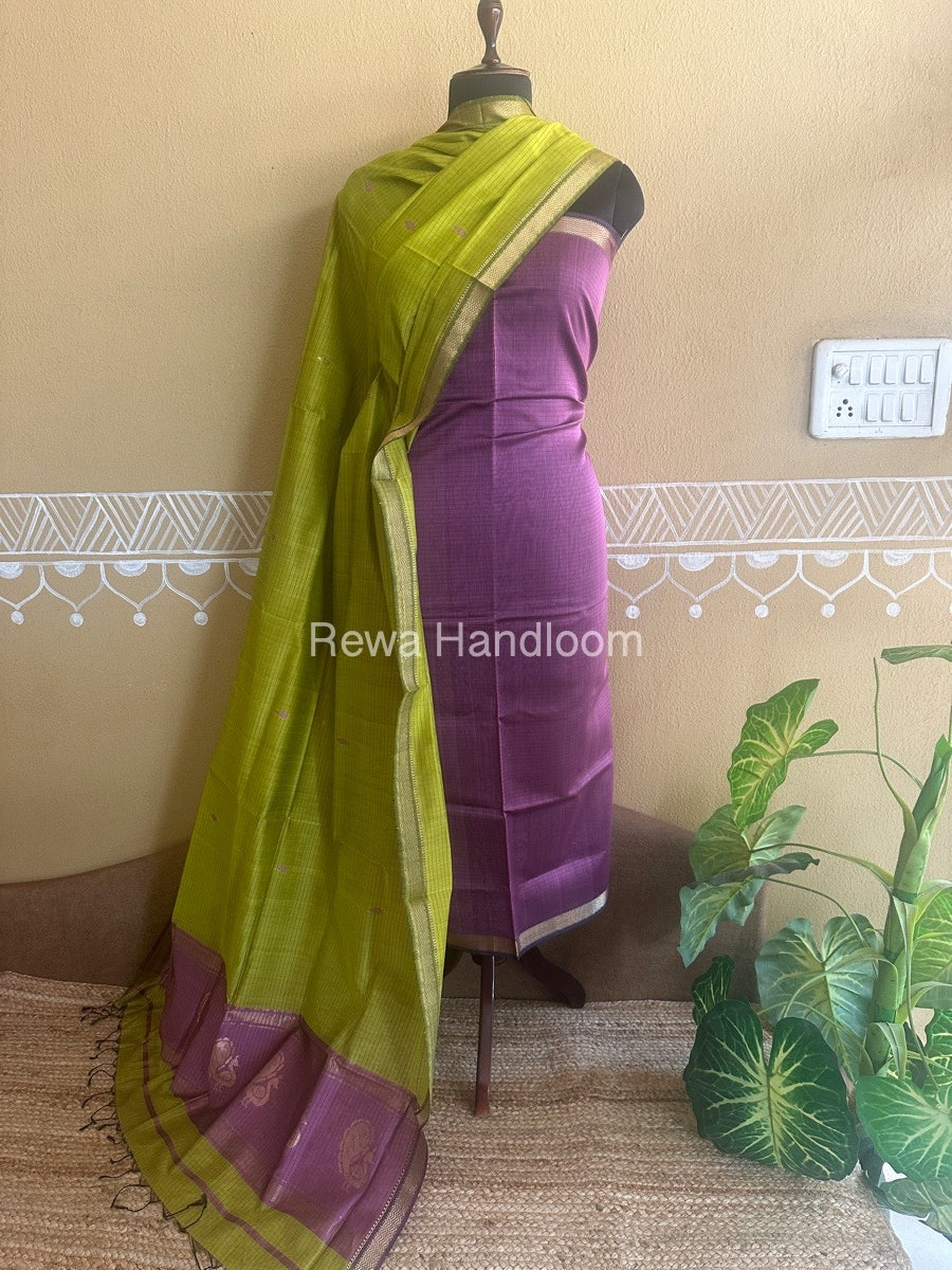 Maheshwari Peacock Buta-Buti Top-Dupatta Set