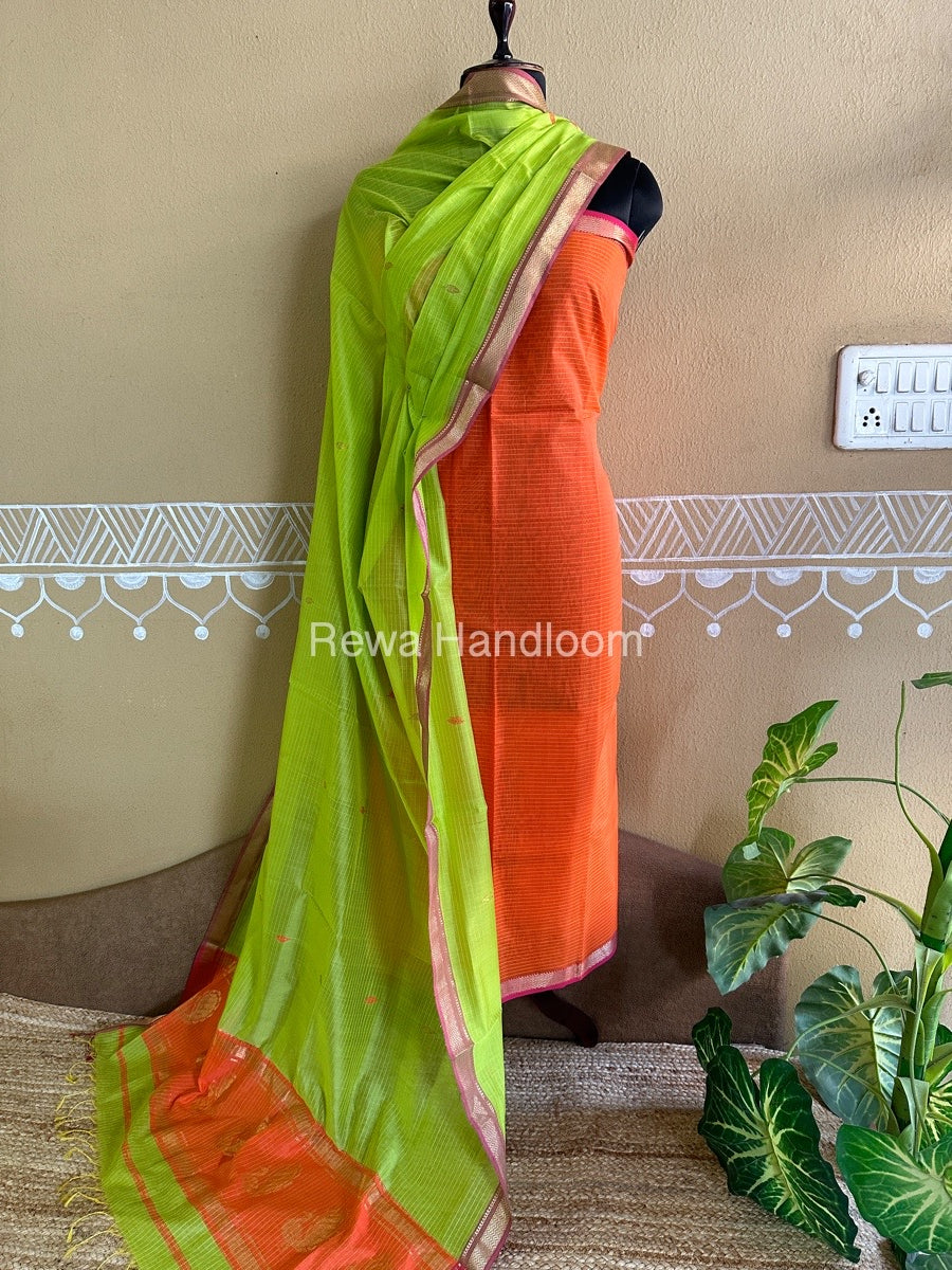 Maheshwari Peacock Buta-Buti Top-Dupatta Set
