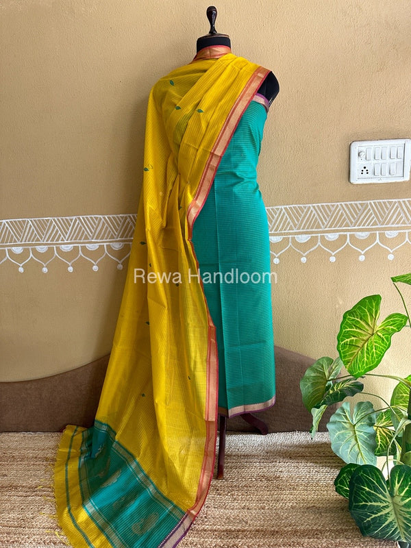 Maheshwari Peacock Buta-Buti Top-Dupatta Set