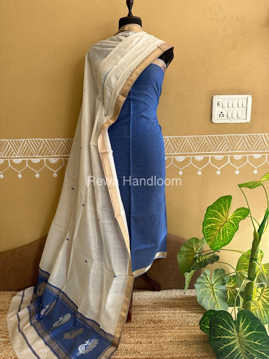 Maheshwari Peacock Buta-Buti Top-Dupatta Set