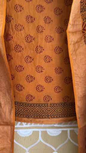 Maheshwari Tissue Yellow Red Bagh Print Suit