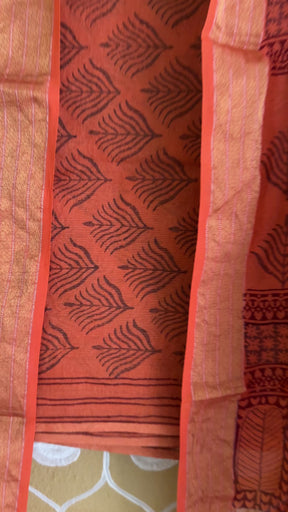 Maheshwari Tissue Rusty Black Bagh Print Suit