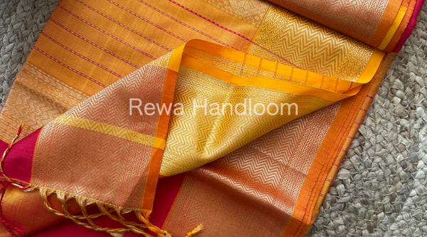 Pure Maheshwari Silk Saree – The Royal Weave of Elegance | Rewa Handloom