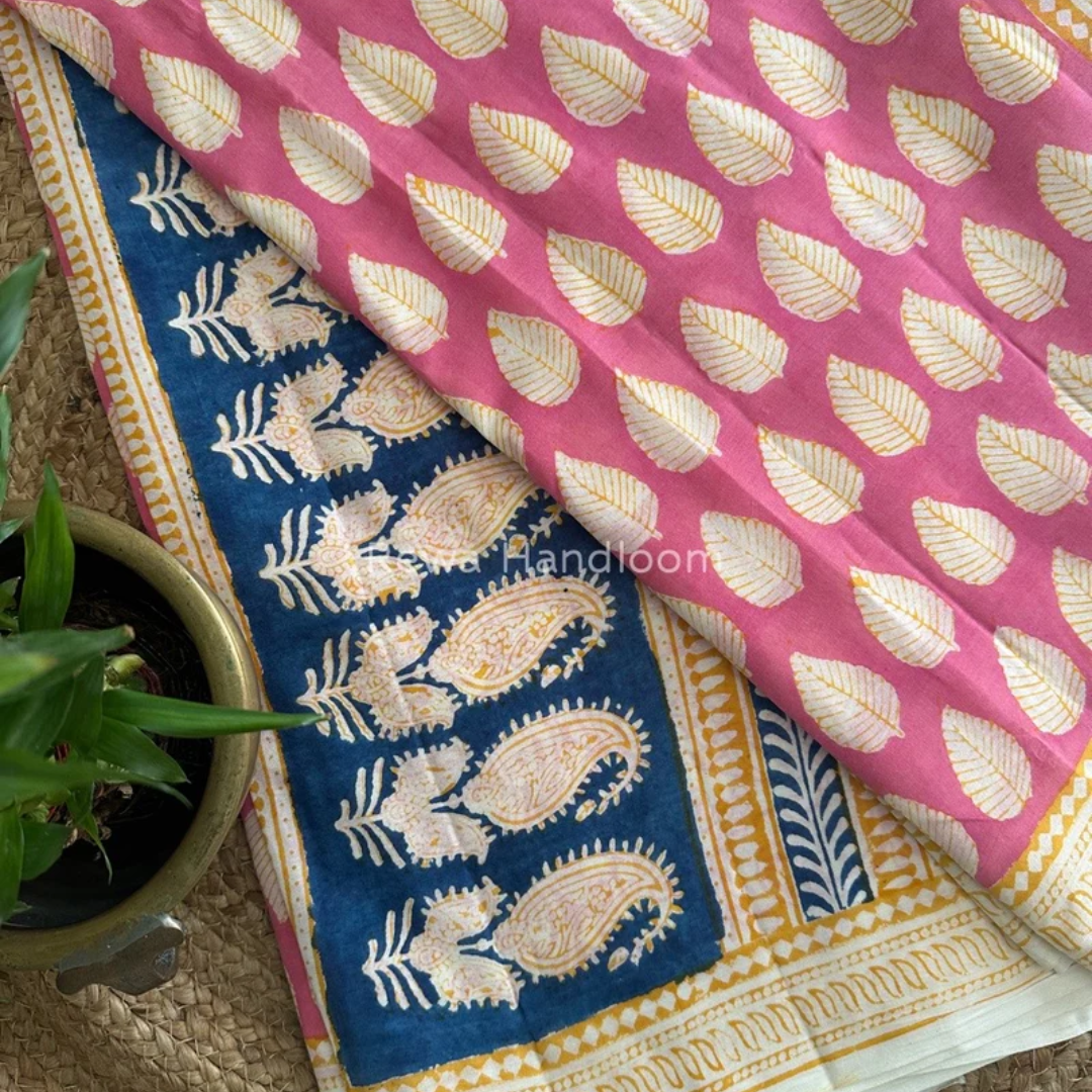 Indigo Bagh Print Cotton Sarees – A Rustic Blend of Heritage and Elegance