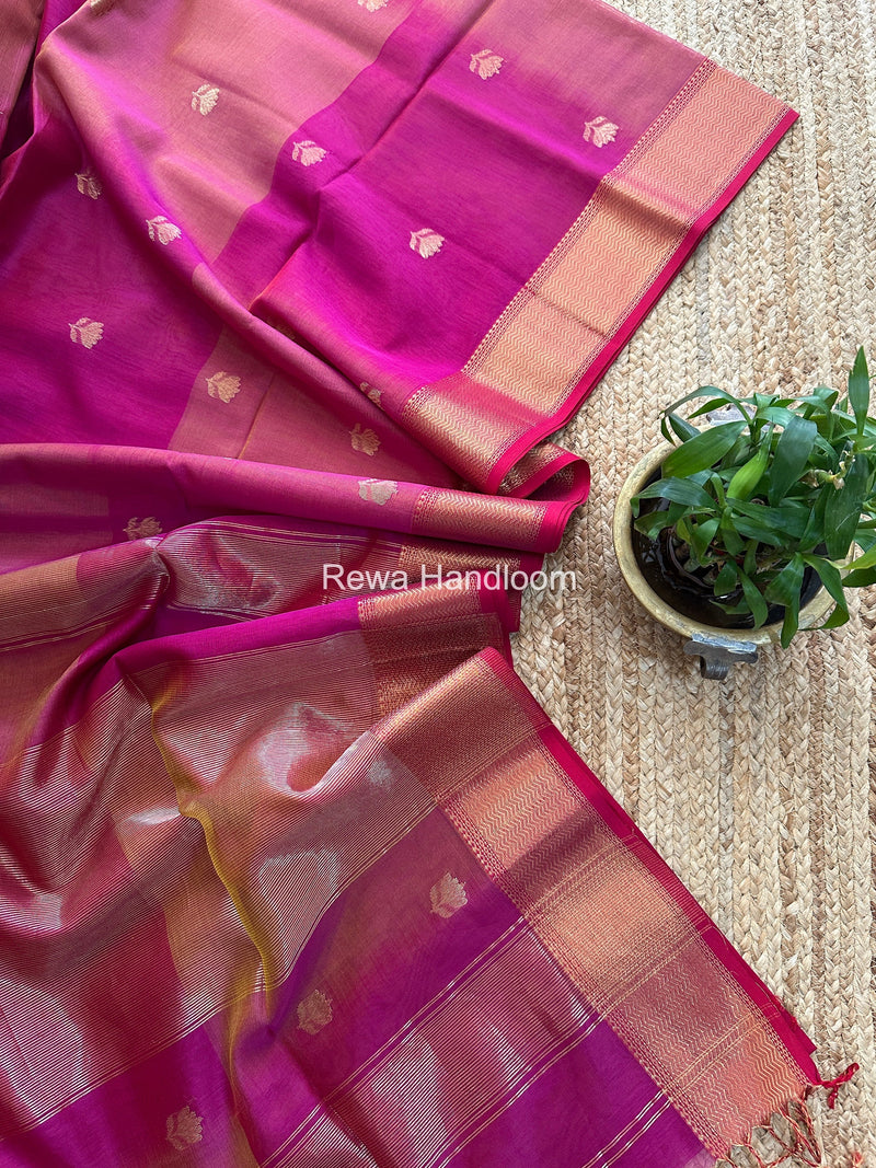 Maheshwari Lotus Butta Sarees | Rewa Handloom