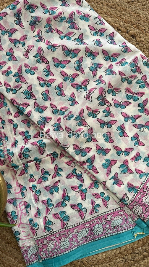 Cotton Hand Block Printed Sarees by Rewa