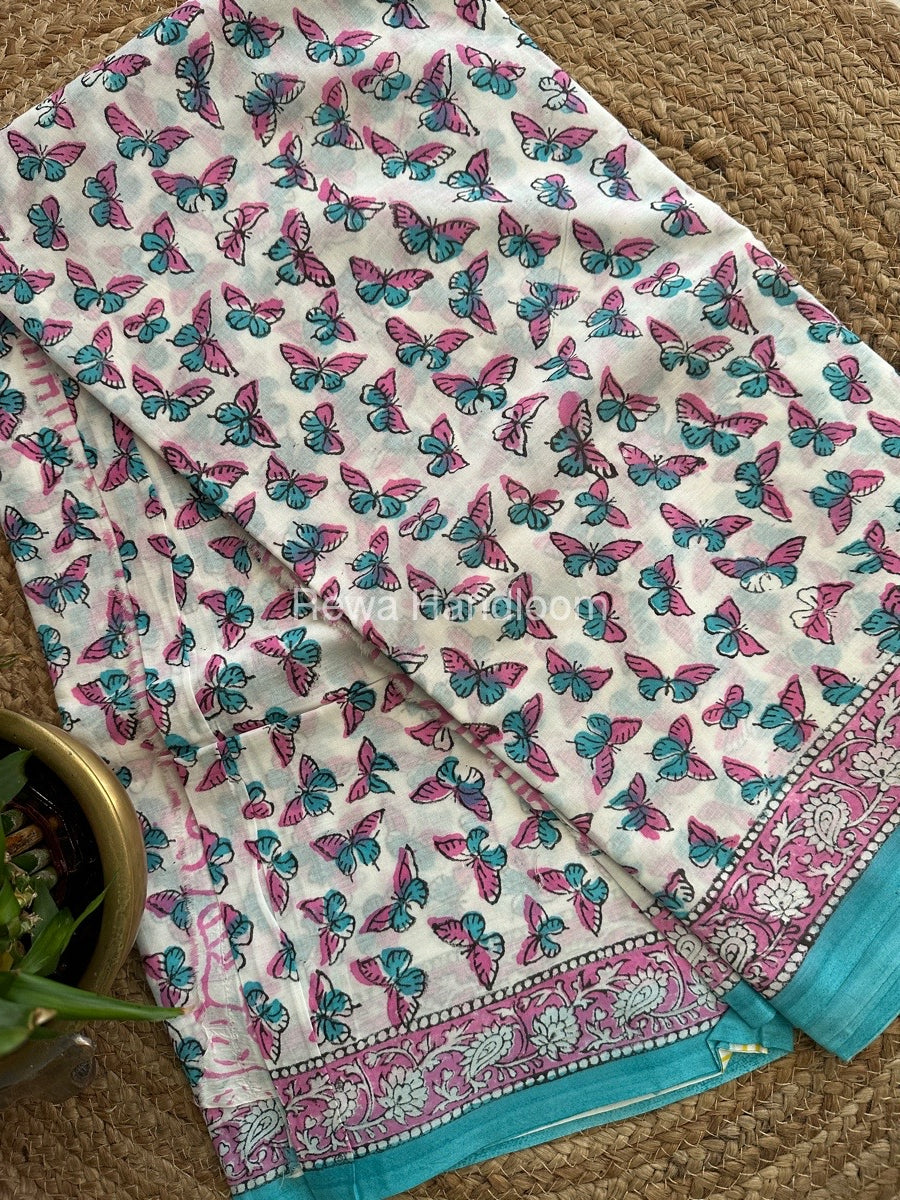 Cotton Hand Block Printed Sarees by Rewa