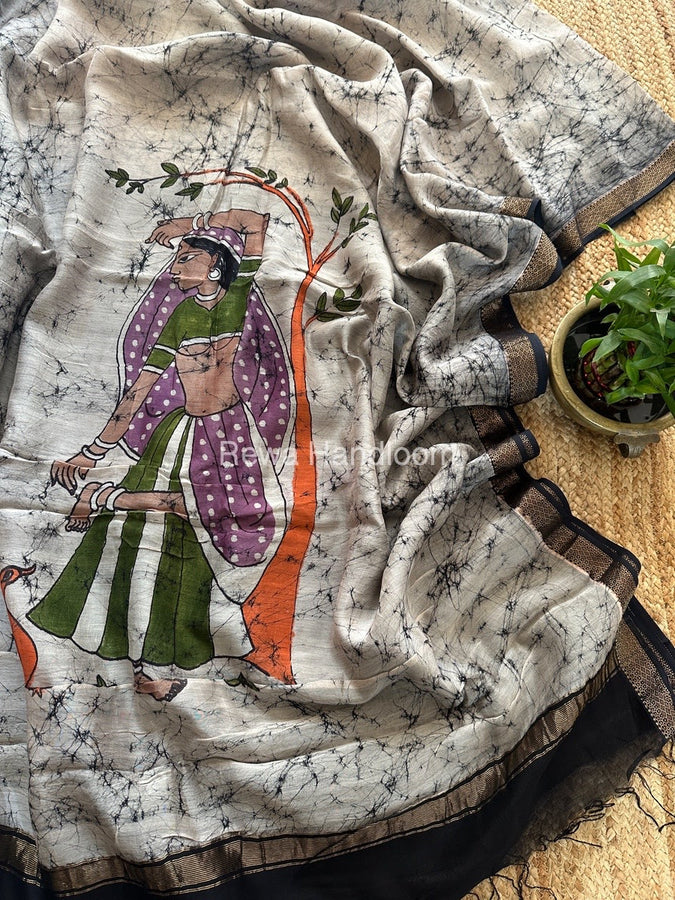 Maheshwari Batik Figure Handpainted Saree