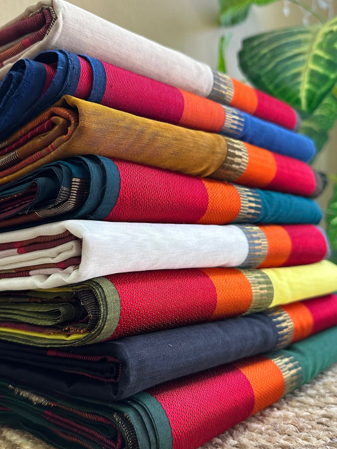 Multi Coloured  Border Sarees