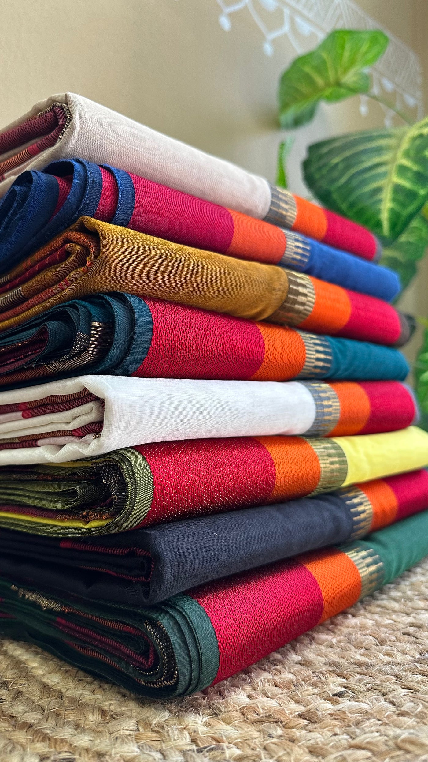 Multi Coloured  Border Sarees