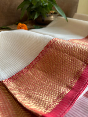 Maheshwari 75 Silk White Saree