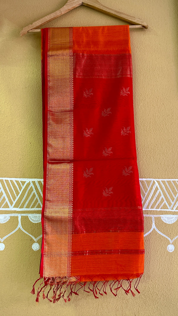 Maheshwari 75 Silk Orange Saree