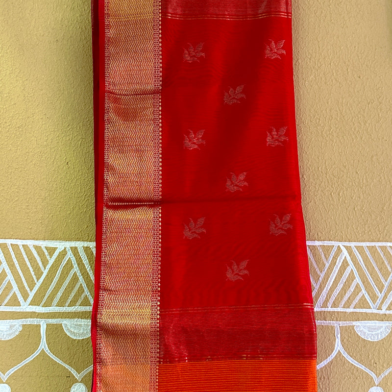 Maheshwari 75 Silk Orange Saree