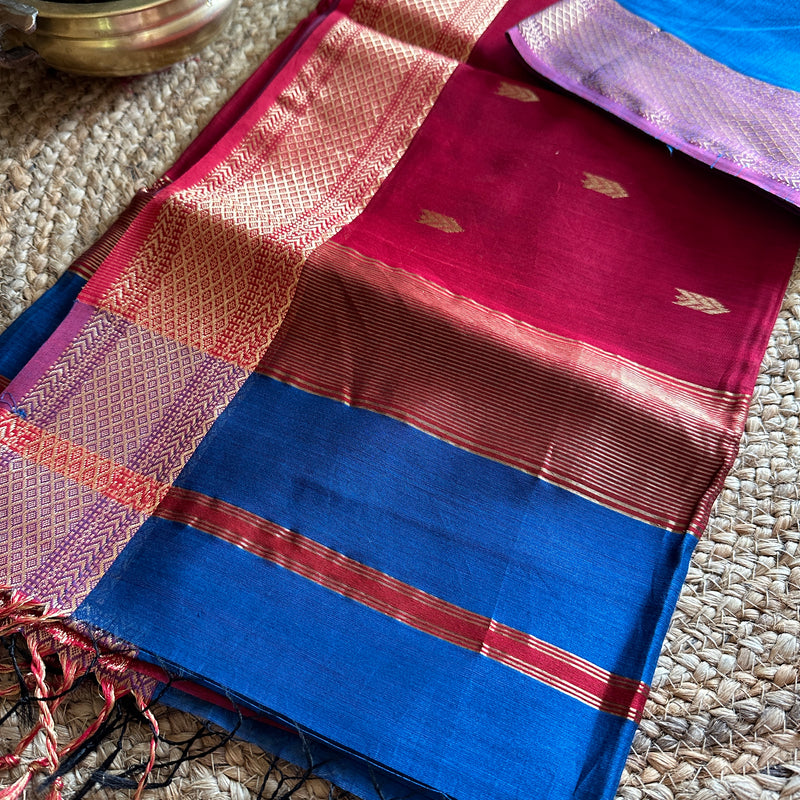 Blue Motifs ~ Maheshwari Saree
